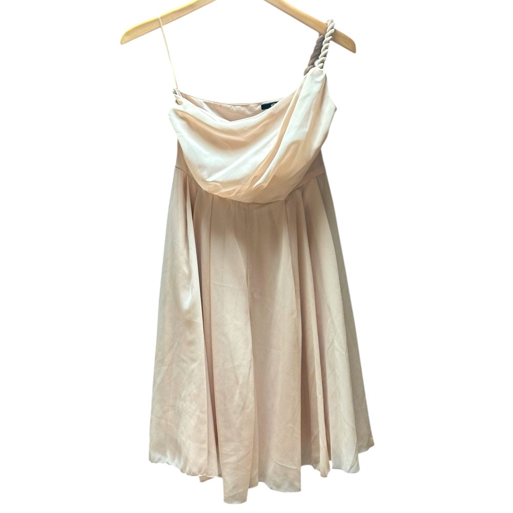 H&M Blush Pink Sheer One-Shoulder Flowy Dress | Braided Strap | Size 8